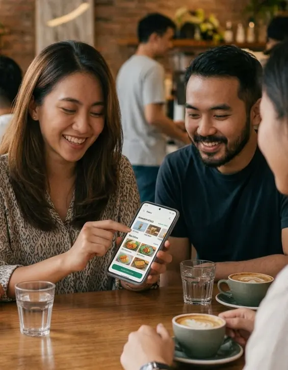Contoh tampilan menu digital MenuKu di HP pelanggan